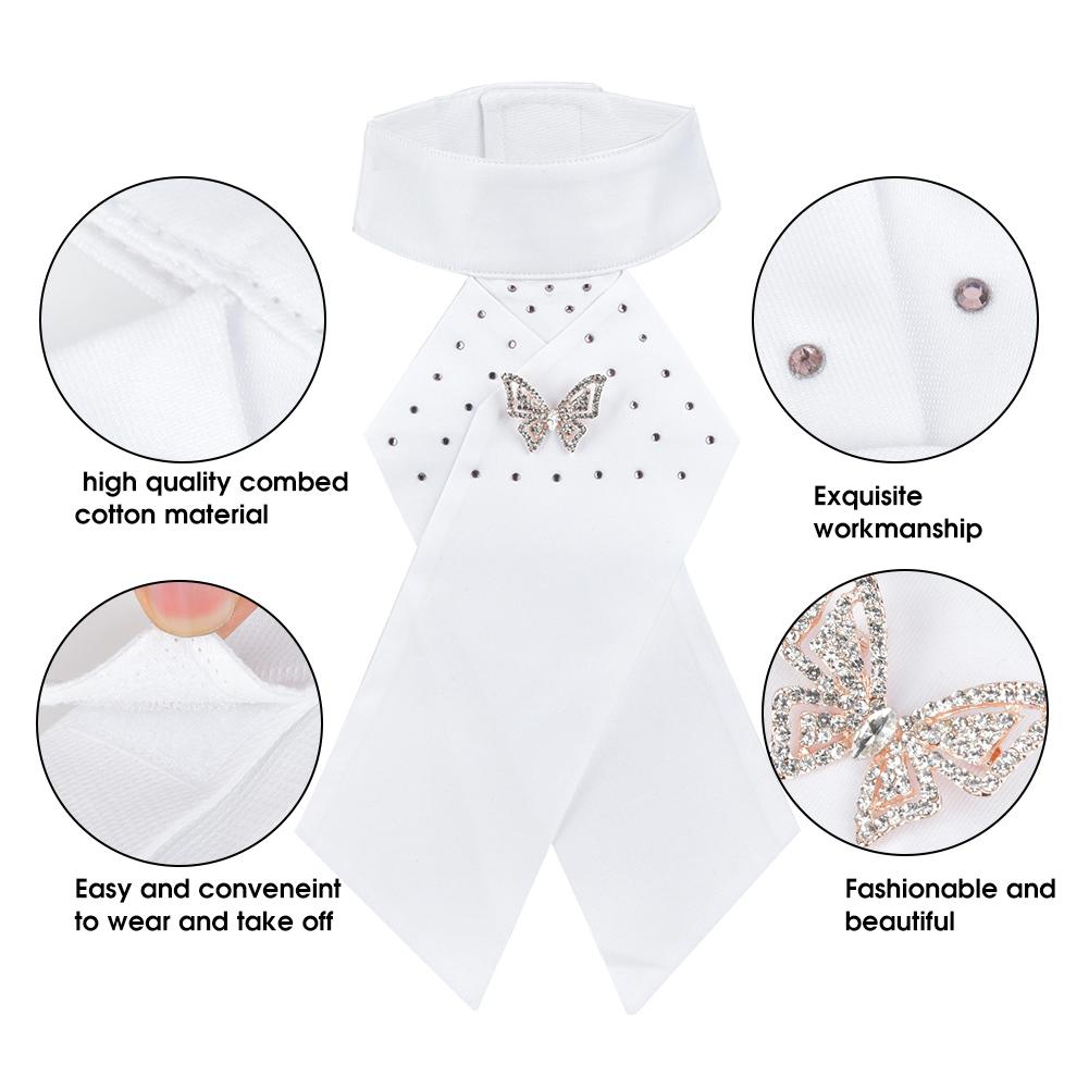 3PCS Combed Cotton White Adults Children Horse Riding Collar Flower Necktie Brooch Equestrian AccessoryButterfly Free