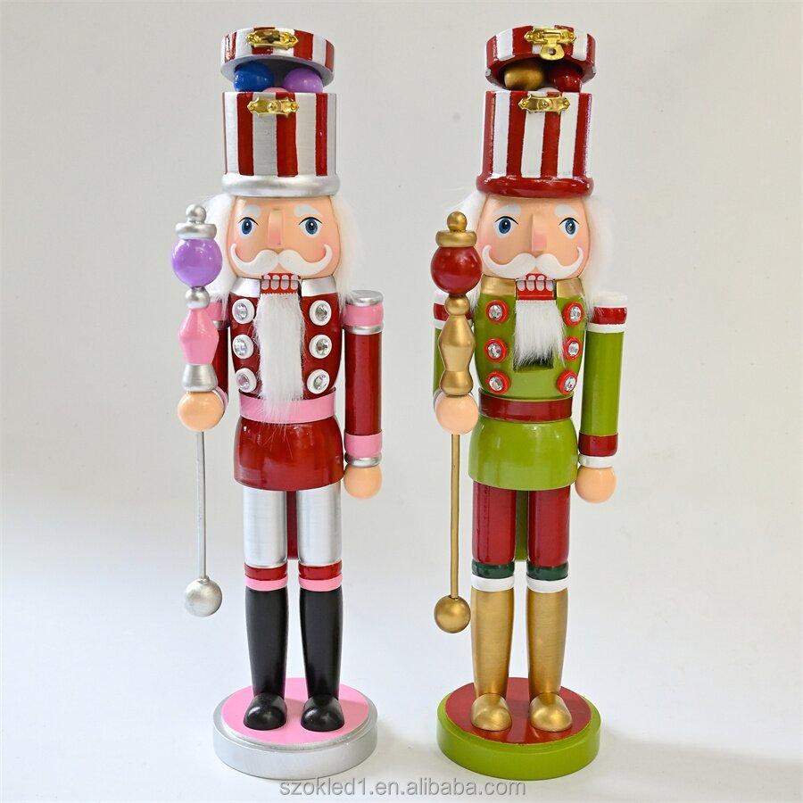 14. 9-inch Christmas Nutcracker Ornament, Wooden Nutcracker Figures King Soldier Nut Cracker Christmas Party Supplies Home Party Table Centerpiece