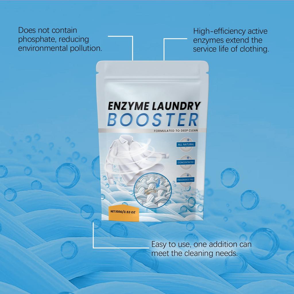 Hochaktives Waschenzym-Waschmittel zur Entfernung von Ölflecken, starke Reinigung, hartnäckige Flecken, 100 g