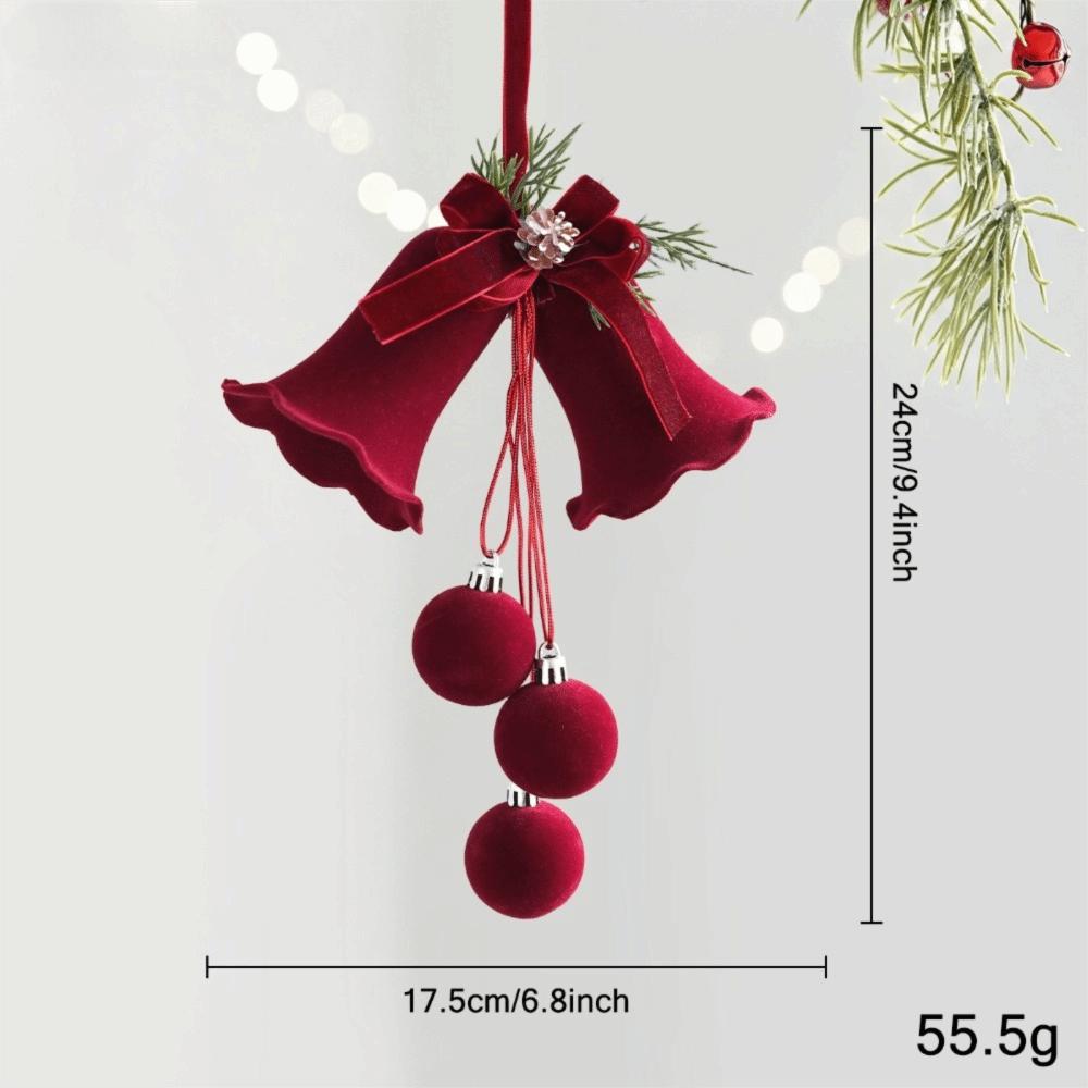 Plastic Tree Topper Wine Red Color Xmas Bell Festive Vibe Hanging Bauble Xmas Tree Decor