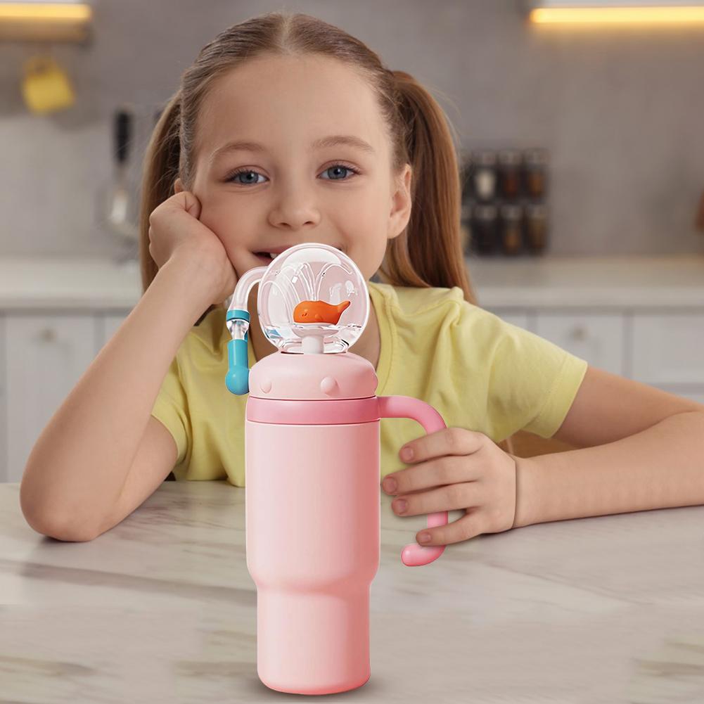 710ML Nerezový hrnek s velrybou a uchem, nepropustný, velrybí stříkací pohárek, láhev na vodu se slámkou, kreativní G