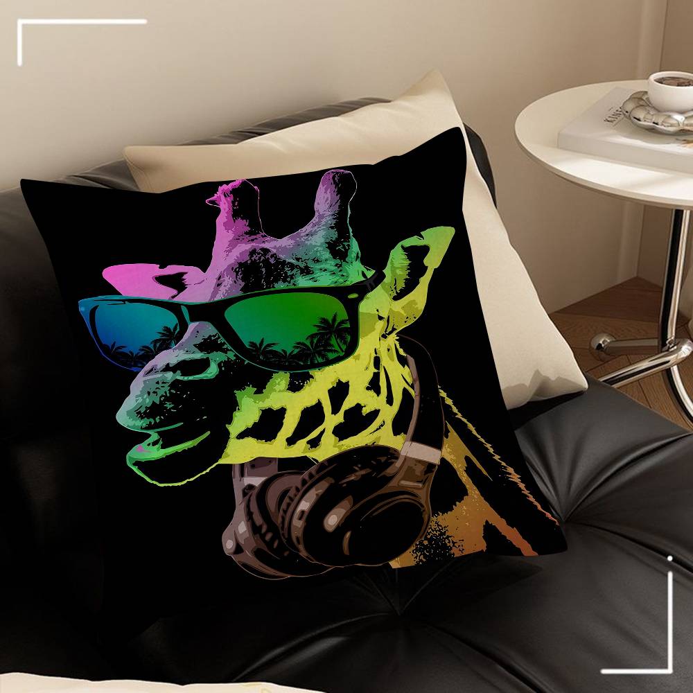 Animal Monkey Cat Dog Headphone Dj Music Pillowcase Toon Gift Cushion Cover Bedroom Home Sofa Chair Seat Decor Pillow Case