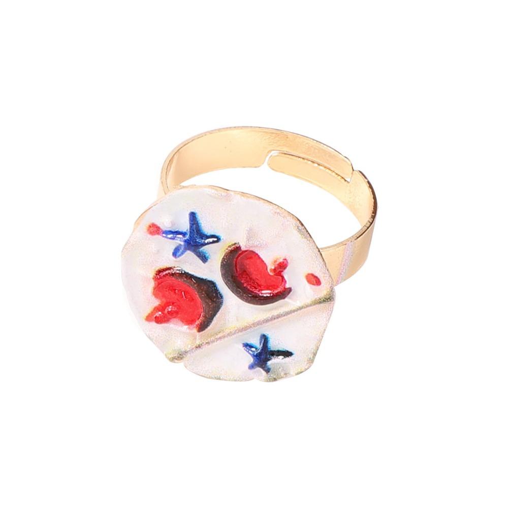 French Enamel Flower Ring Ethnic Style Glazed Ring Unique Vintage Ring Fashion