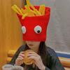 Halloween French Fries Hat Headgear Adorkable Head Cover for Food Prank Halloween Adorkable Cartoon Hat Headgear