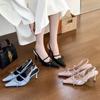 Fashion Sweet Bow Decorative High Heels Women Summer Sexy Pointed Toe Back Buckle High-heeled Sandals Elegant Shallow Banquet Dress Shoe