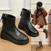 Korte laarsjes met sleehak voor dames, herfst en winter nieuw, eenvoudig, met dikke zool, warme mode laarzen, niet vermoeiend, moederlaarzen