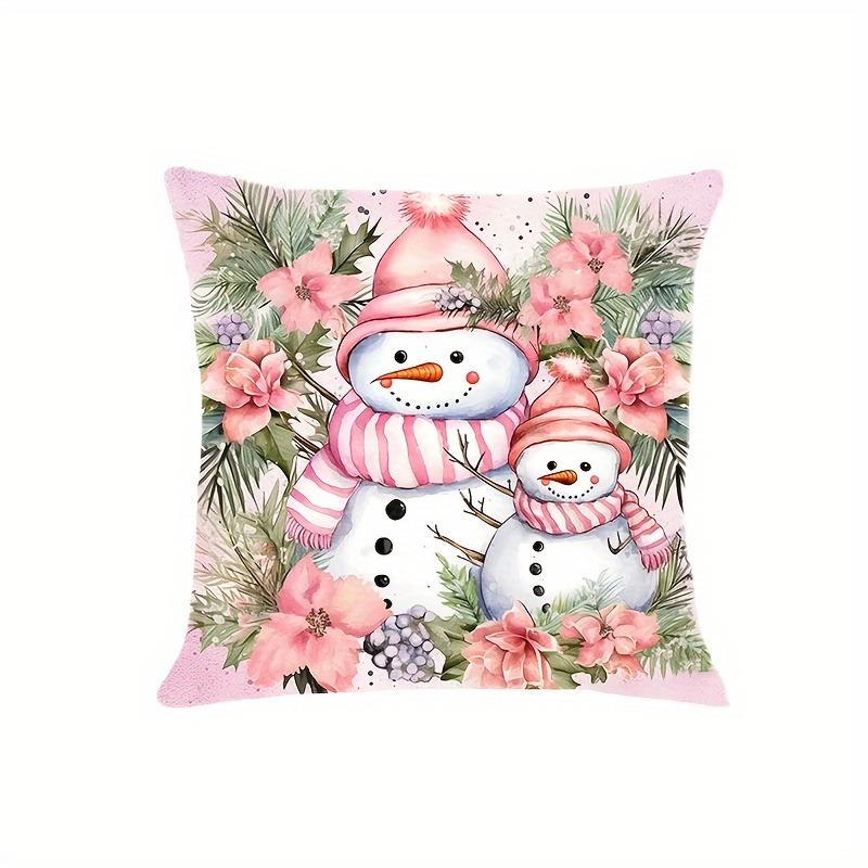 Christmas decoration pillowcase cute pink red snowman pillow cover sofa cushion suite home improvement gift for friends
