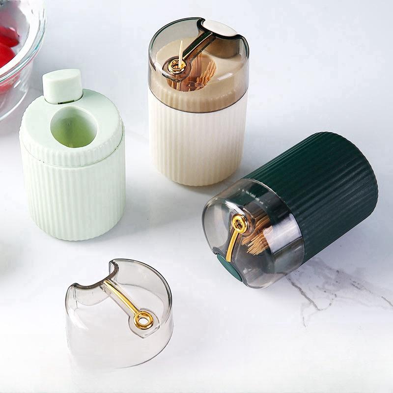 1PC Push-to-Eject Toothpick Holder Plastic Toothpick Holder Suitable for Toothpick Storage Box Living Room Decoration