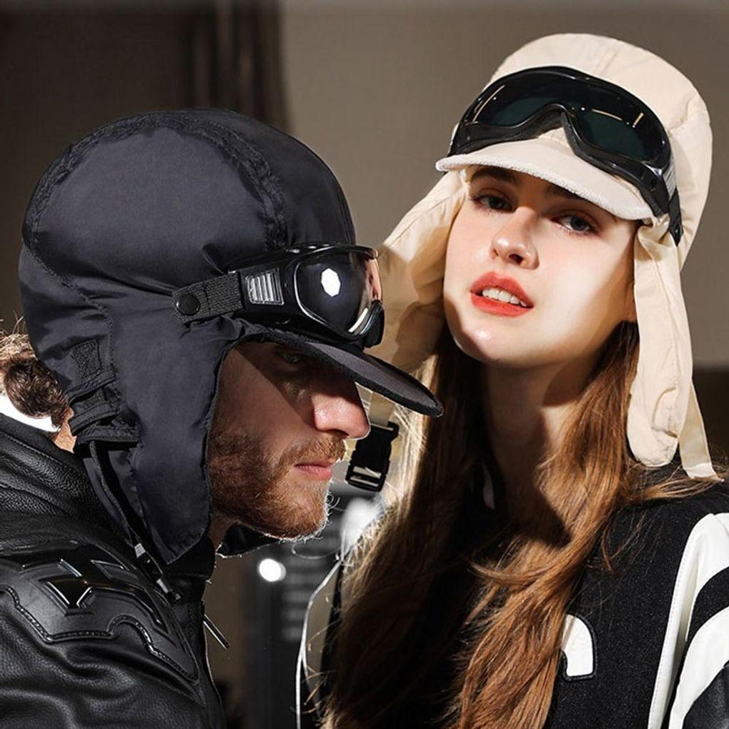 Winter Padded Hat, Earflap Hat, Snowboard Hat, Ski Goggles Hat