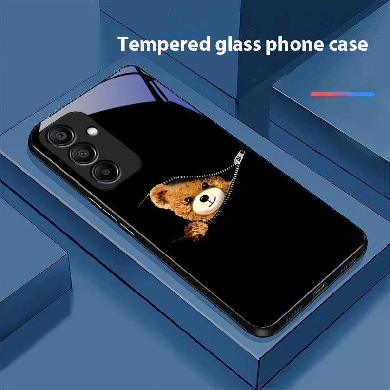 

Коричневый чехол для телефона Zipper Bear из закаленного стекла для Samsung Galaxy A15 5G 54 4G 51 50 24 35 90 71 12 51 53 52S 80 22 34 Черный For Samsung A34 5G