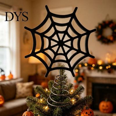 Celebration Party Favors Halloween Spider Web Tree Topper Decoration, Metal Festive Decorative Iron Crafts Ornament for Yard, Seasonal Home Accents