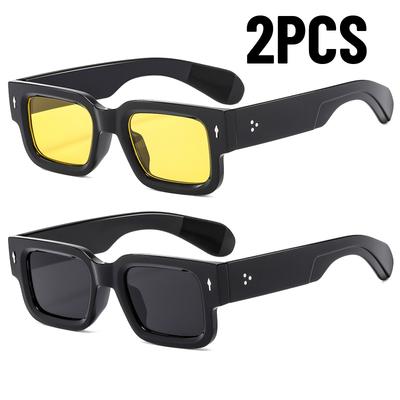 1/2PCS New Men's Minimalist Sunglasses Fashion Cool Retro Rectangle Glasses UV400 Protection Oculos De Sol Femino