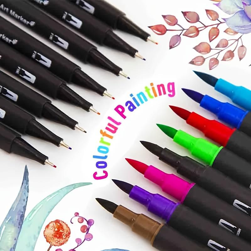 Dual Brush Markers Pens, 72Colors Dual Tip(Fineliner & Brush) Art Markers, Artist Coloring Marker Set for Adult Coloring Books No Bleeding