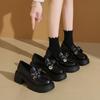 Platform Women's Black Small Leather Shoes Autumn New Fashion Bow Shoes Heightening Single Shoes