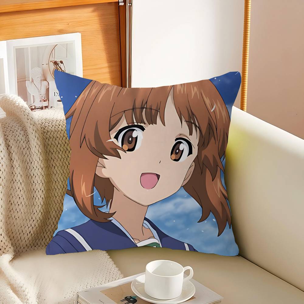 Girls Und Panzer Das Finale Cover With Short Plush Print For Living Room Sofa Decoration Cushion Cover Pillow Covers