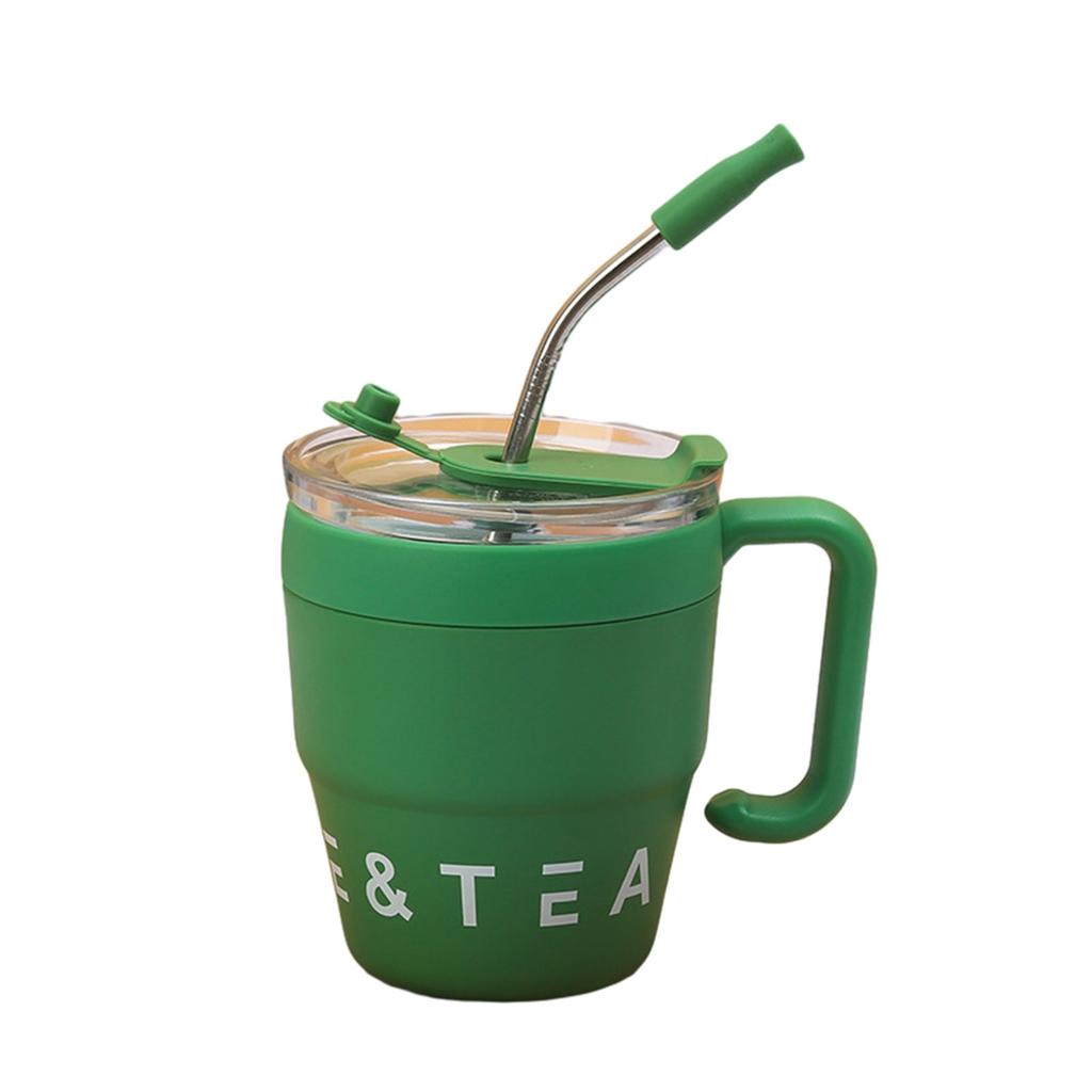 Durable Water Cups Coffee Cup with Handle and Straw Lid 480ML Fashion Travel Mug Suitable for Home Office School Outdoor