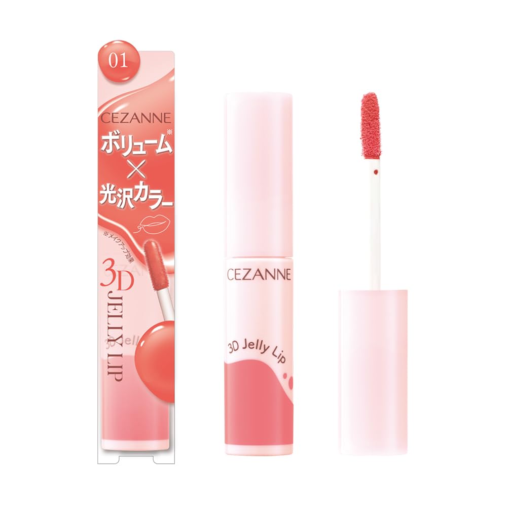 Cezanne 3D Jelly Lip 01 Peach Melba 5g Glossy Lip Peach Coral with a Healthy Glow
