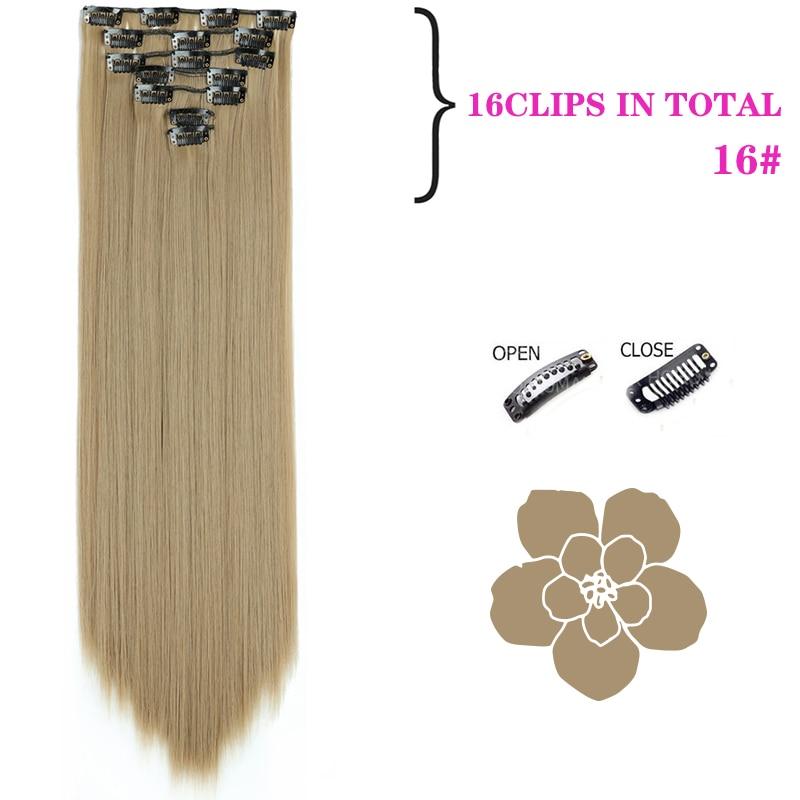 MISSQUEEN Long Straight Clip In Hair Extensions Synthetic Hair Synthetic Clips In Hair Extensions Heat Resistant 7Pcs/set 16Clips