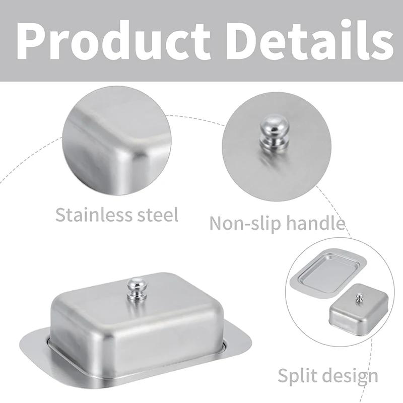 Butter Dish, Stainless Steel Butter Dish with Lid - Solid Cheese/Butter Container - Butter Cheese Kitchen Cooking Storage Box