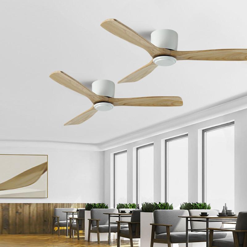 Nordic Minimalist Variable Frequency Fan Living Room Bedroom Solid Wood Ceiling Fan Creative Villa Hotel Decoration Fan