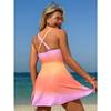 European and American Solid Color Sleeveless Chest Pleated Waist Dress One-piece Women's Swimsuit