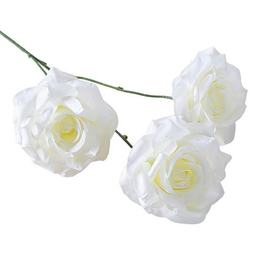 

3 Головки Цветущие Искусственные Цветы Розы Реалистичная Искусственная Ветка Розы со Стеблем для Вазы Центральный Элемент Стола Декор для Дома Свадьбы Вечеринки белый