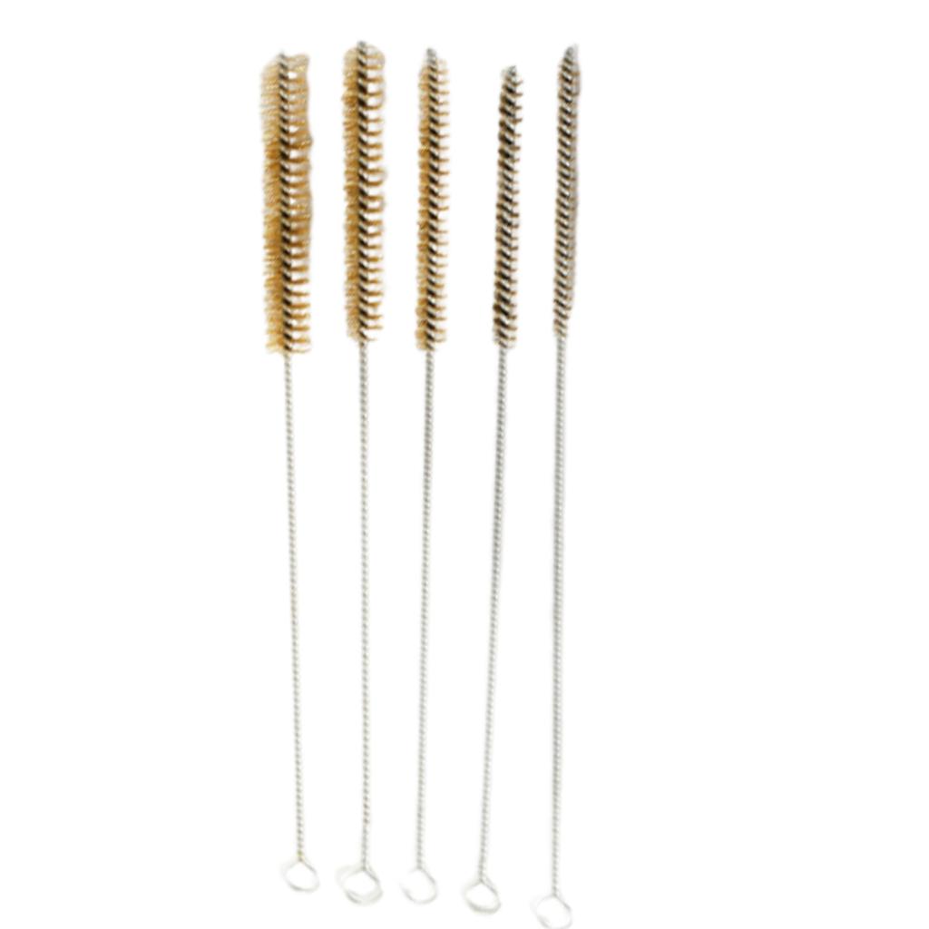 5Piece Brass Pipe Cleaning Brush Set Long Handle Brass Wire Brushes for Tube Cylinder Bore Cleaning 6 15mm