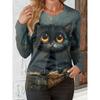 Cute Animal Cow Women's Long Sleeve Top Fashionable Casual Loose-Fit Ladies' T-Shirt
