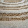 Round Living Room Rug Jute Look White Raised Patterns Diameter 70