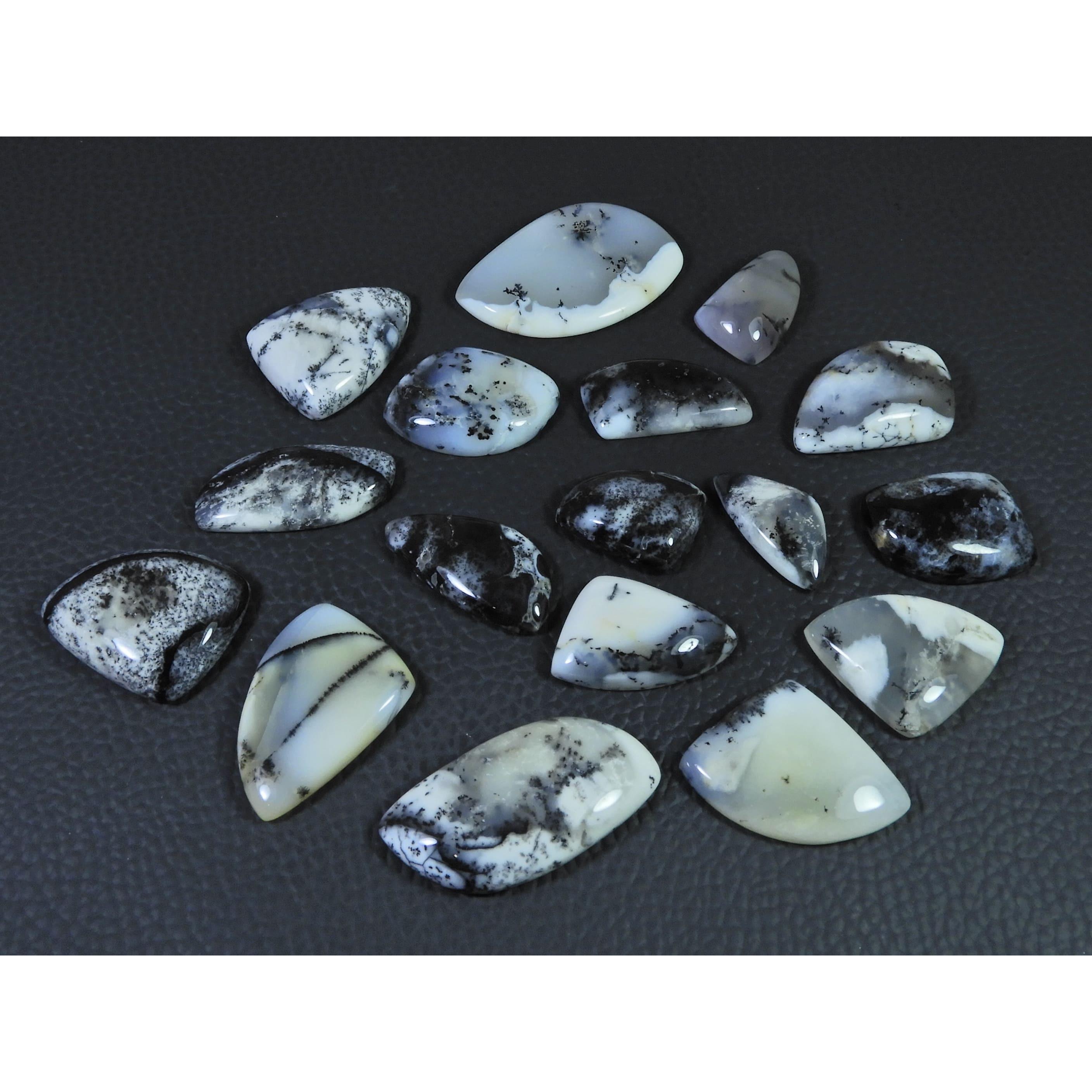 261Cts. Natural Dendrite Opal Agate Fancy Cabochon Loose Gemstone 17Pcs Lot C-2001
