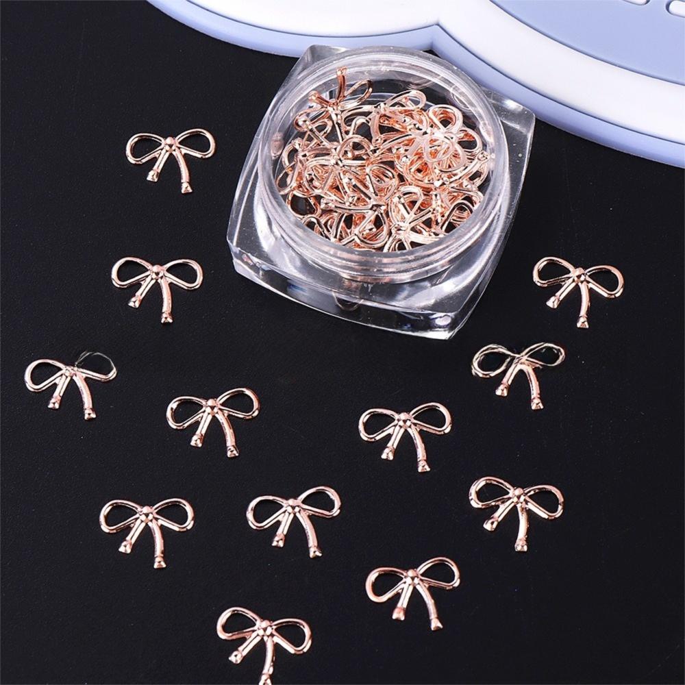 Gold Silver Metal Willow Bows Nail Decoration 3D Alloy Material Nail Glitter 3D Design Hollow Bowknot Nail Art Rhinestones