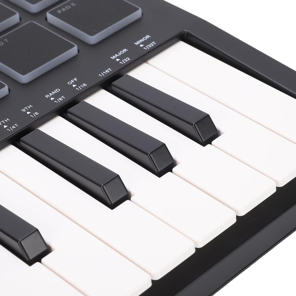 TOPINCN MIDI Keyboard Bluetooth 8 RGB Music Beginner to Black 25-Key Controller, Enabled, Wireless, Pads, Multi-DAW Compatible, Production,