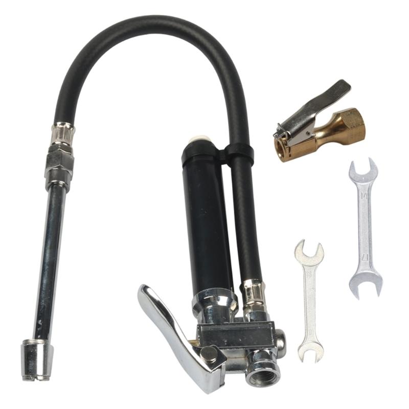 

Analog Tire Inflator with Pressure Gauge,12Inch 1/4NPT Offset Double Head Chuck 20 -120PSI for Car Motorcycle