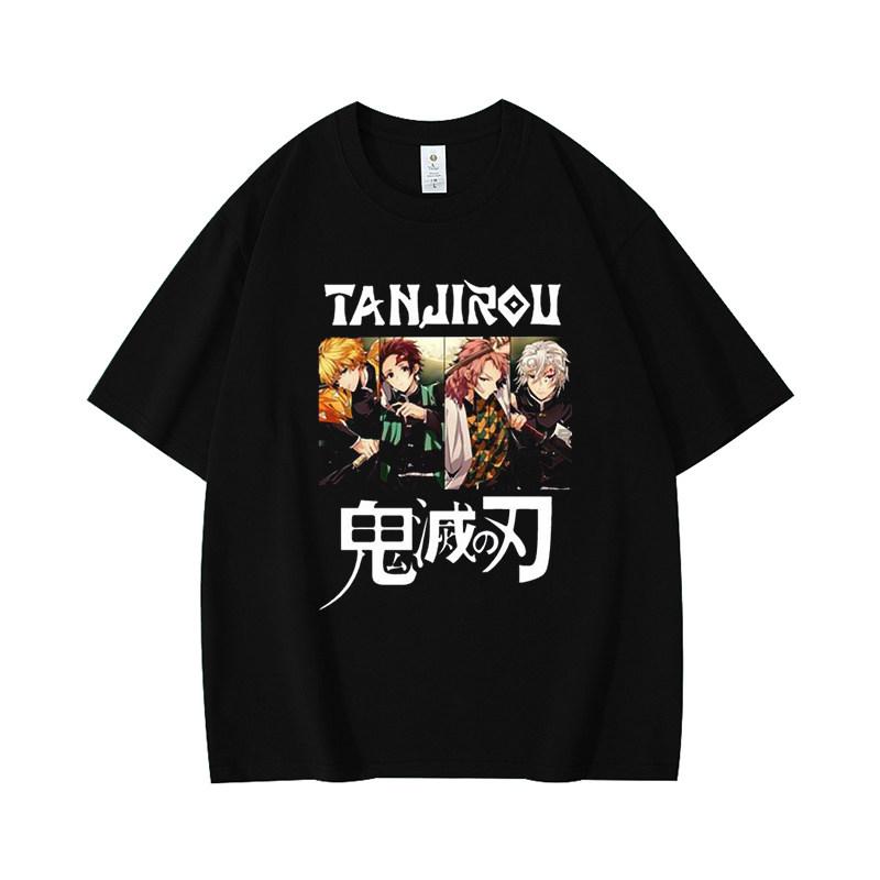 2026 New Demon Slayer Tanjiro Nezuko Pure Cotton Loose Shortsleeved Tshirt for Men and Women