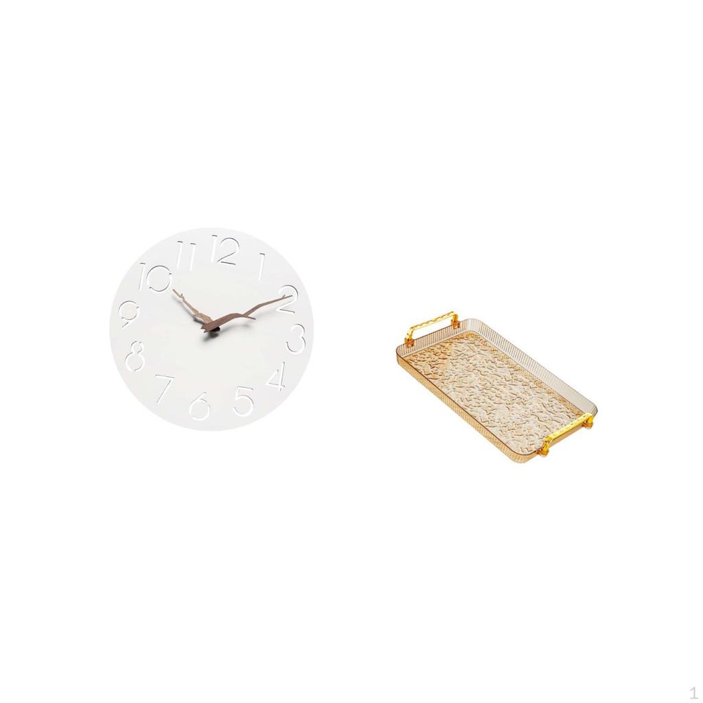 Silent Wall Clock Art for Kitchen Office Study Room with Easy to Read Design And Decorative Tray