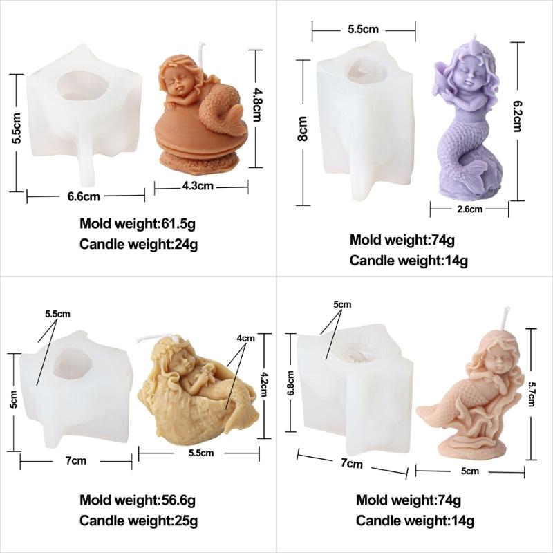 Mermaids Candle Silicone Mold Human Girl Soap Resin Plaster Mould Cake Chocolate Making Sleep Girl Statue Desktop Decor