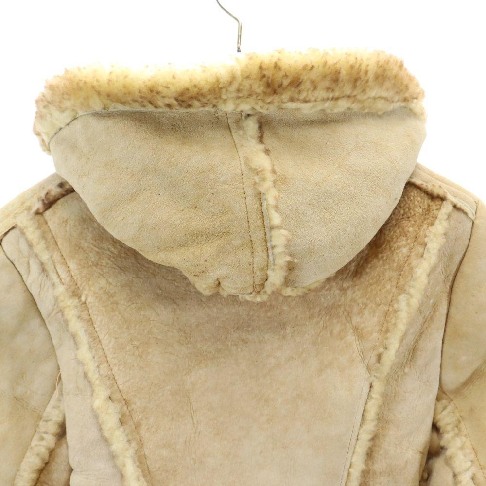 Wilsowo 70s 80s vintage Genuine leather mouton leather jacket beige Bore Men's Used