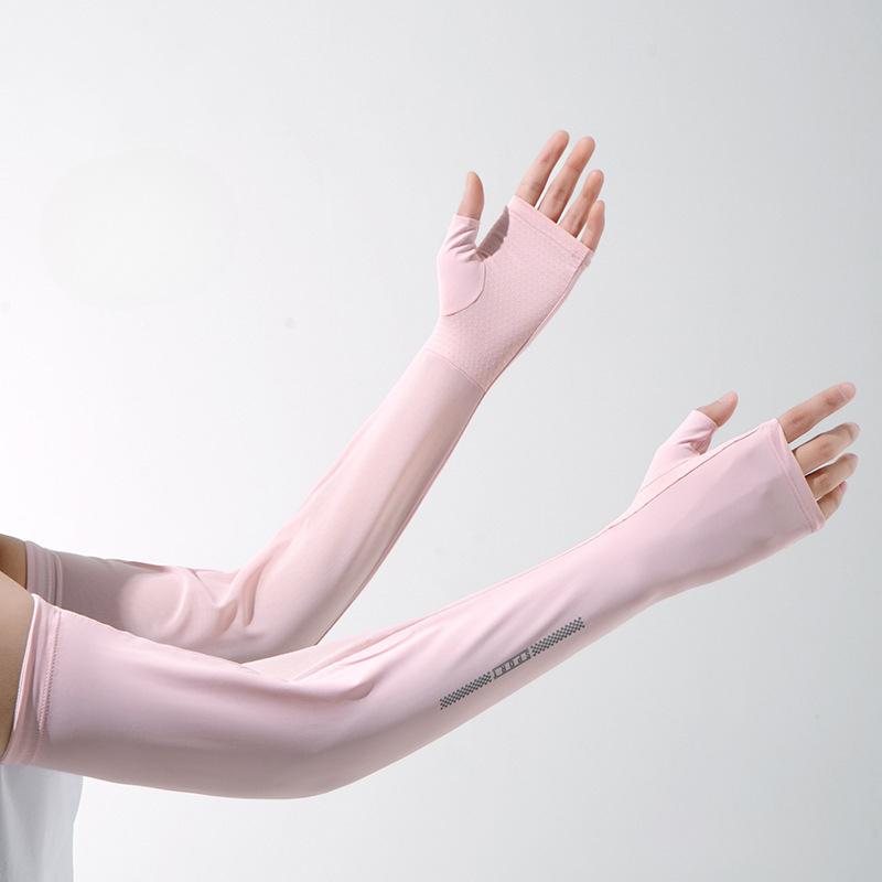 

Sunscreen Ice Sleeves for Women In Summer Half Finger Outdoors Extended UV Fast Drying Breathable Ice Silk Mesh Sleeve one size