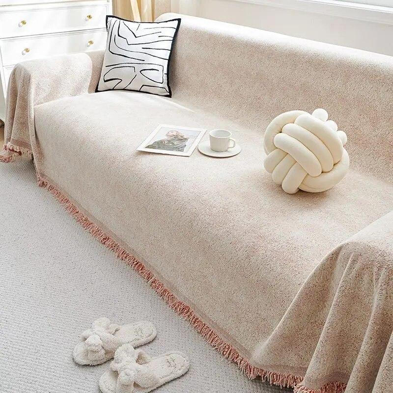 Double Sided Chenille Sofa Cover,All Seasons Blanket Sofa Towel,Living Room Sofa Cover,Anti-cat Scratch Cover