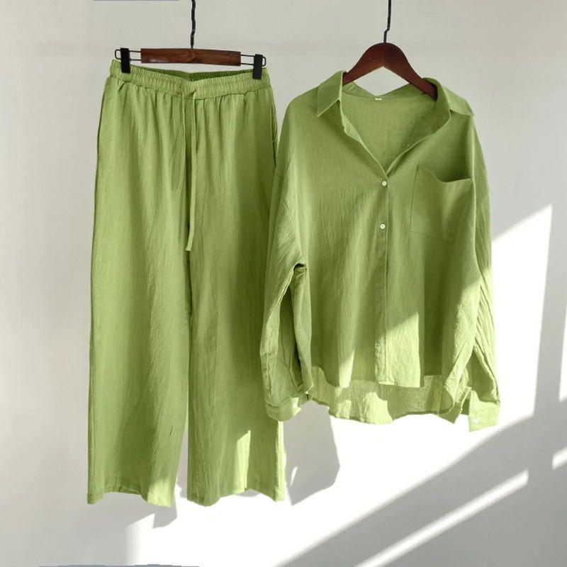 Large Shirt + High Waisted Pants Set Plus Size Shirt + High Waist Loose Pants Suit