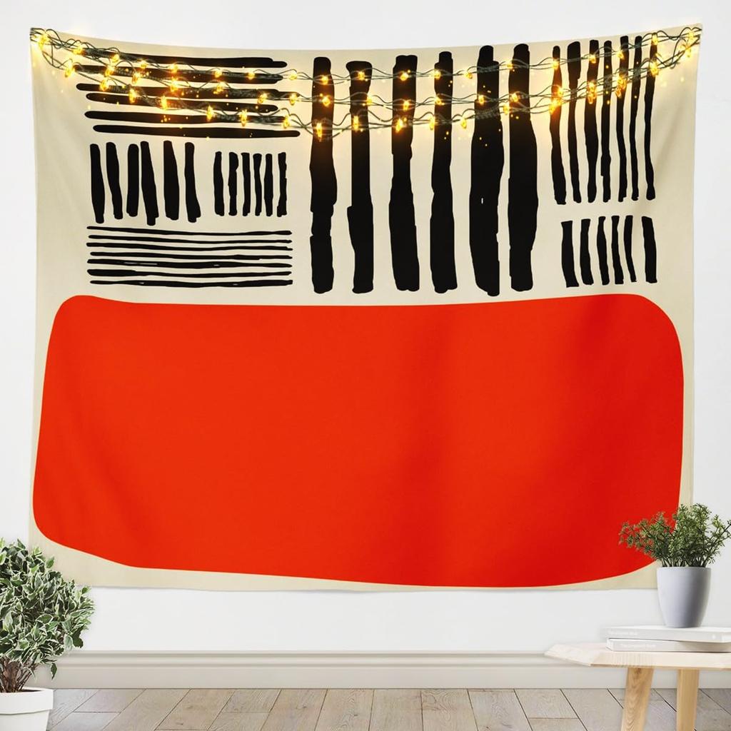 Japanese Crane Tapestry, Black Background with Red Sun, White Clouds and Sakura Print Wall Hanging for Bedroom,Living Room Decor