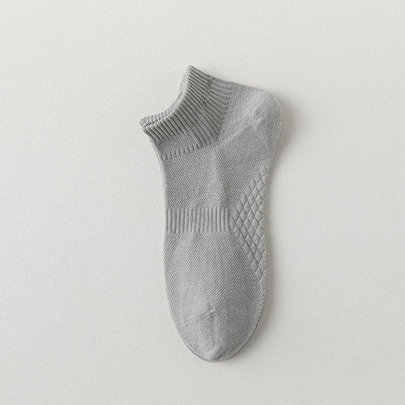 Men's Spring and Summer New Solid Color All In One Massage Bottom Anti Pilling Boneless Waist Non Slip Low Top Boat Socks