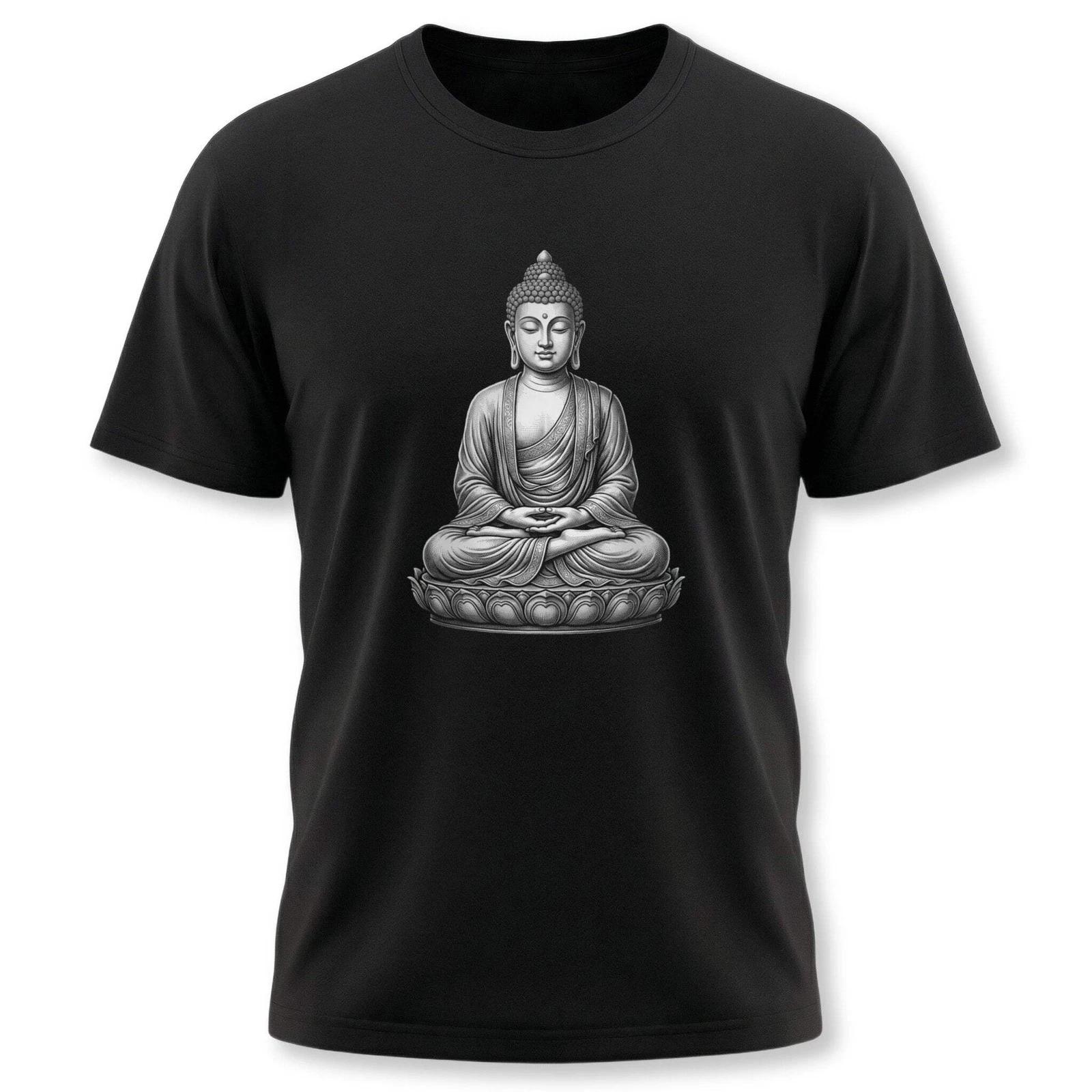 Meditating Buddha Lotus T-Shirt | Zen Spiritual Buddhist Graphic Tee Shirt L