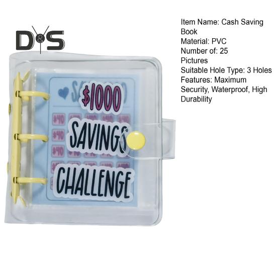 كتاب توفير المال محفظة لاصقة بإبزيم مقاوم للماء ومقاوم للتمزق غلاف PVC منتج جذاب لتوفير المال