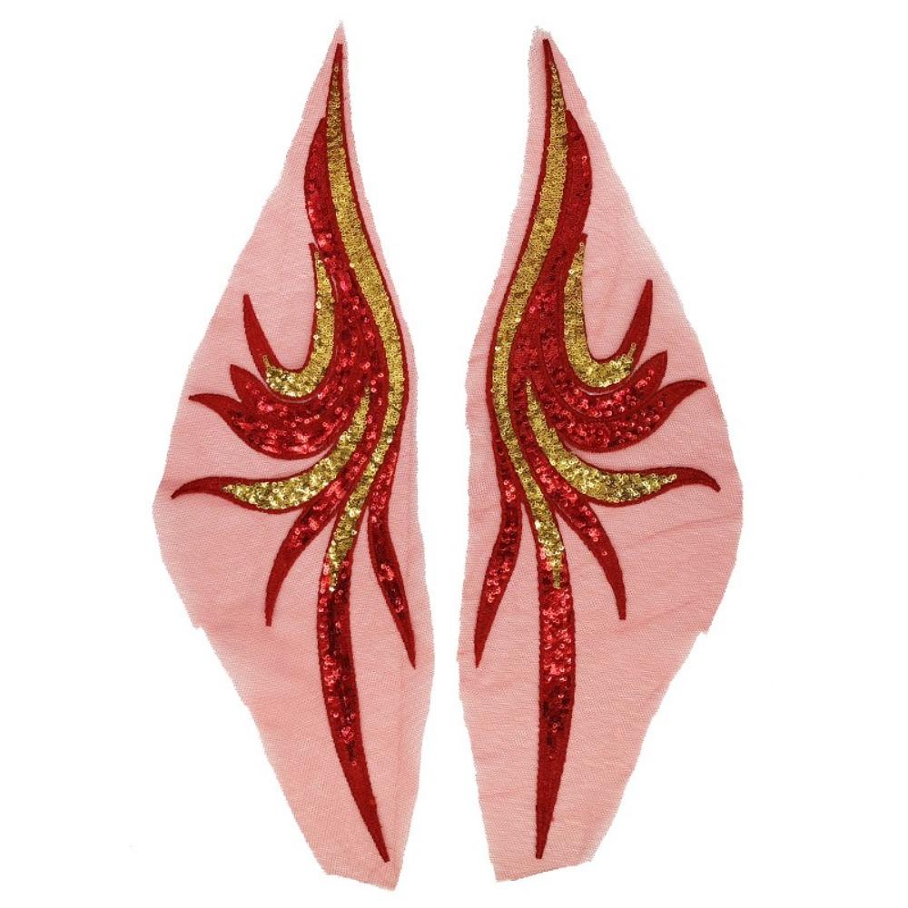 14x50cm Embroidered Floral Patches Royal Blue Lace Fabrics Applique Sewing On Patches Clothing красный