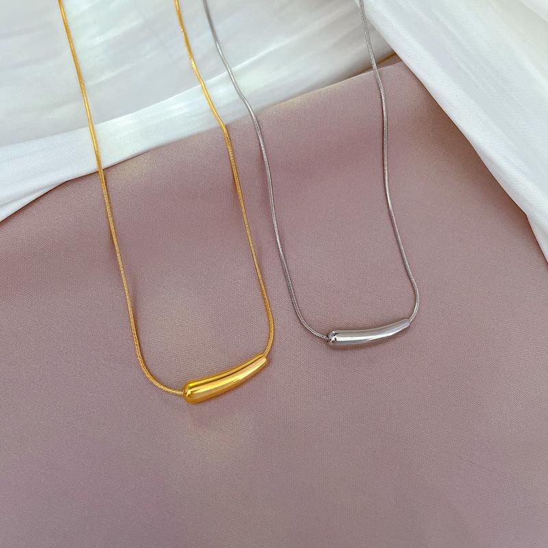 Titanium Steel Versatile Eggplant Exquisite Furnace Real Gold Necklace Female Collarbone Chain With Jewelry