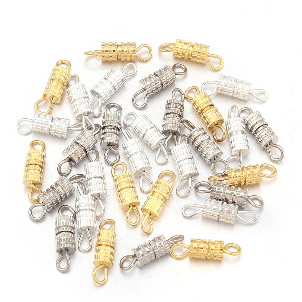 30pcs/lot Metal Cylinder Fasteners Buckle Closed Screw Clasps For Bracelet Connectors DIY Jewelry Making Connectors Accessories