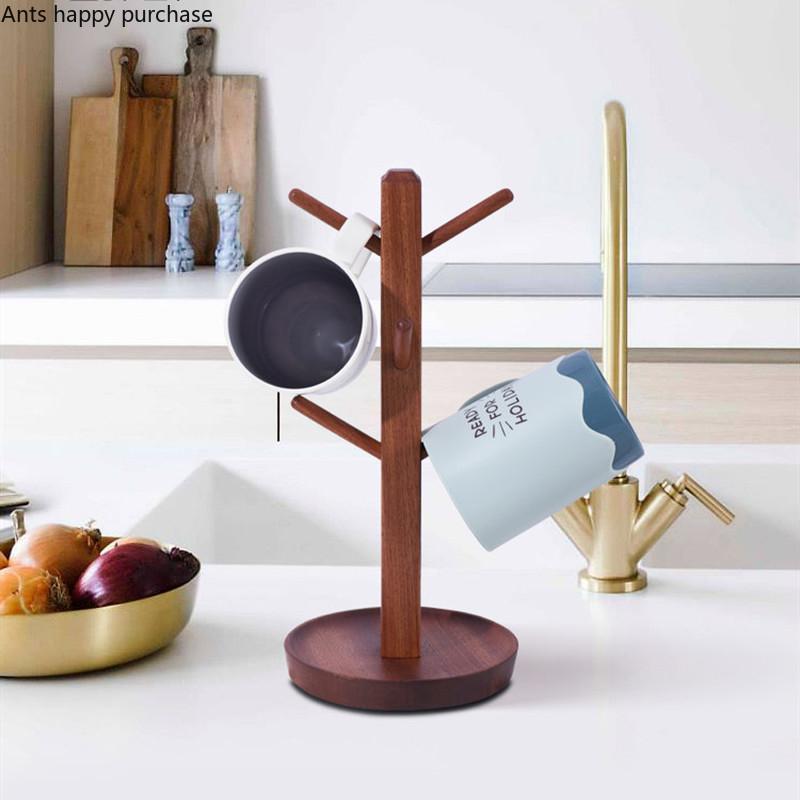 Hölzerner Tassenhalter Schlüsselaufbewahrungsregal Ablage Schmuckständer Organizer Heimdekoration Überkopf-Tassenhalter Becherhalter
