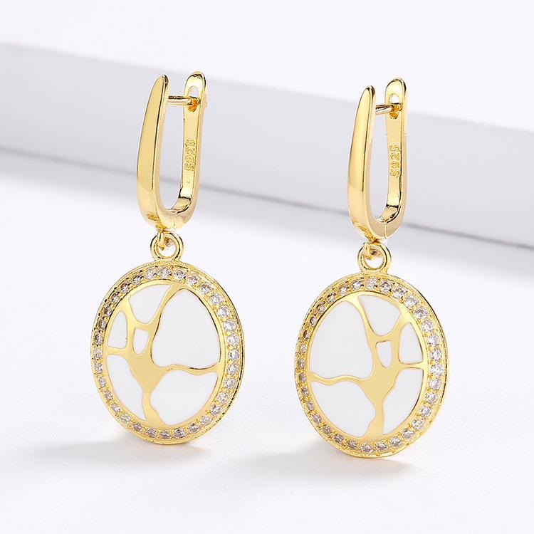 

Китайский ветер нефрит текстура циркон 18 карат золото элегантный роскошный элегантный эмалевый комплект из трех предметов кольцо ожерелье серьги