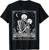 Skeleton Lovers Tarot Card Print Men's Cotton T-Shirt Vintage Goth Astrology Graphic Tee
